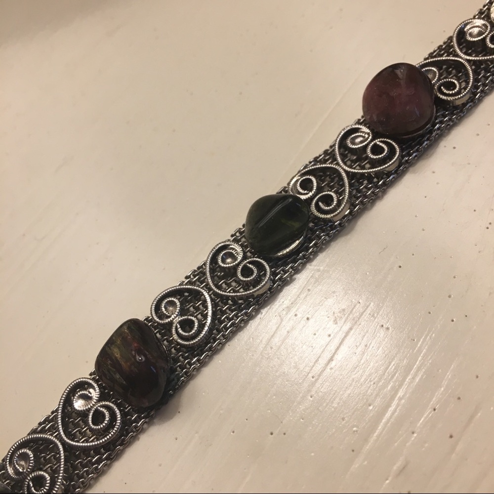Vintage Silver & Stone Bracelet - Picture 3 of 7